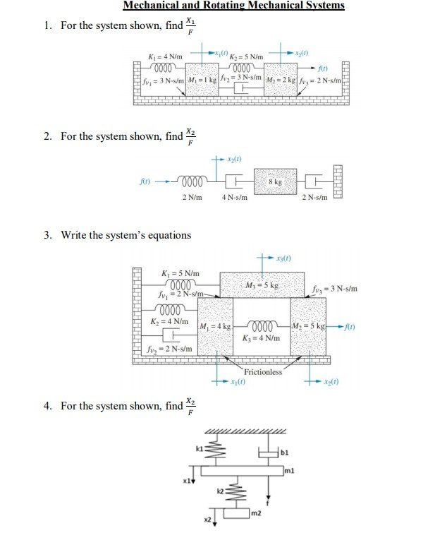 Solved Mechanical and Rotating Mechanical Systems 1. For the