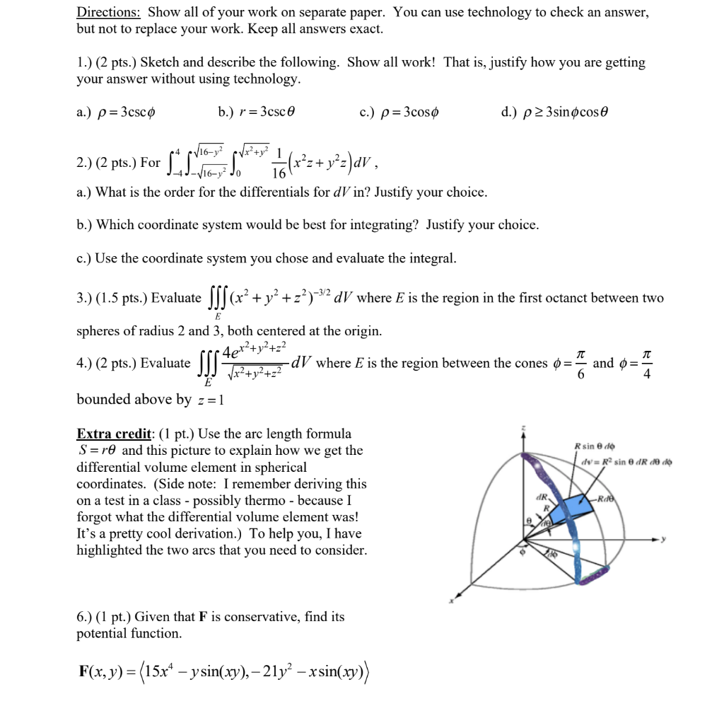 Solved Directions: Show all of your work on separate paper. | Chegg.com