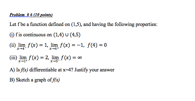 Solved Problem 6 10 points) Let f be a function defined on | Chegg.com