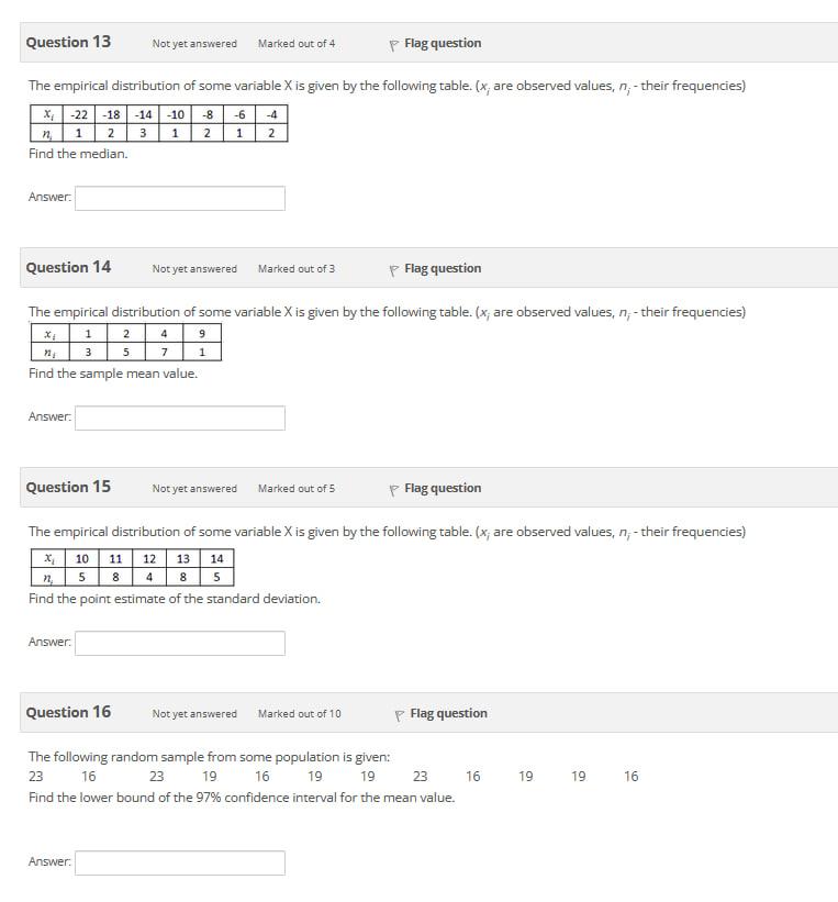 Solved Find the median. Answer: Question 14 The empirical | Chegg.com