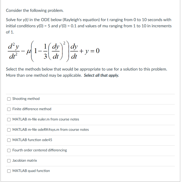 Solved Consider the following problem.Solve for y(t) ﻿in the | Chegg.com
