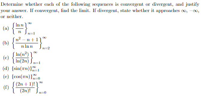 Solved Determine whether each of the following sequences is | Chegg.com