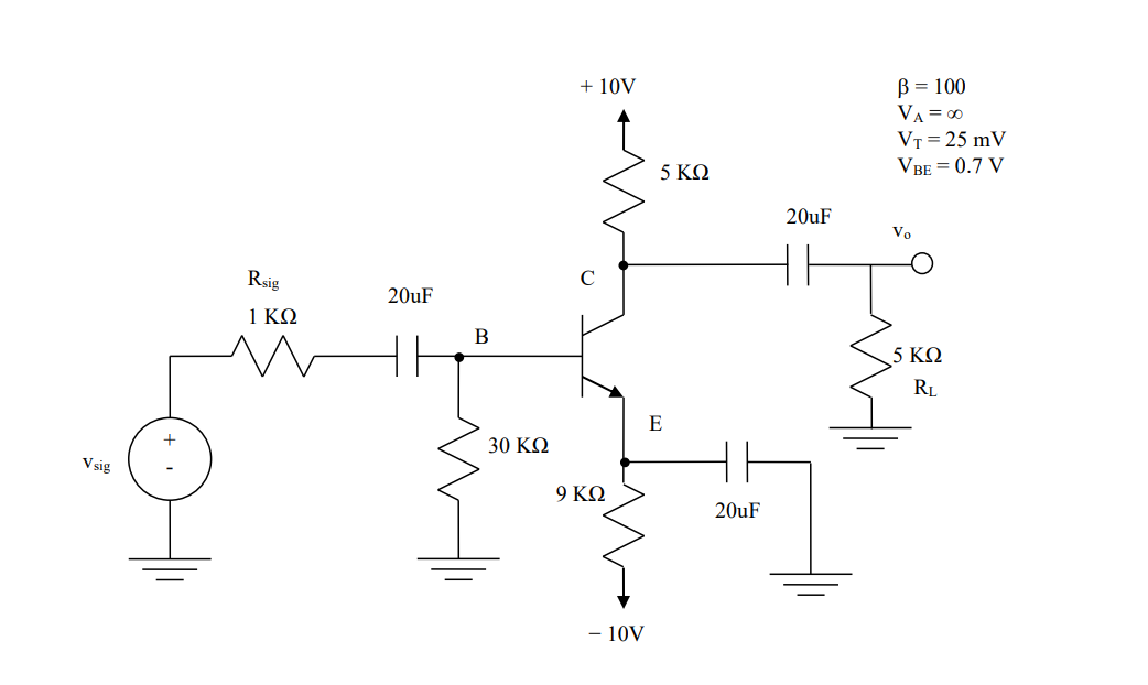 1. For the common emitter amplifier circuit below, | Chegg.com