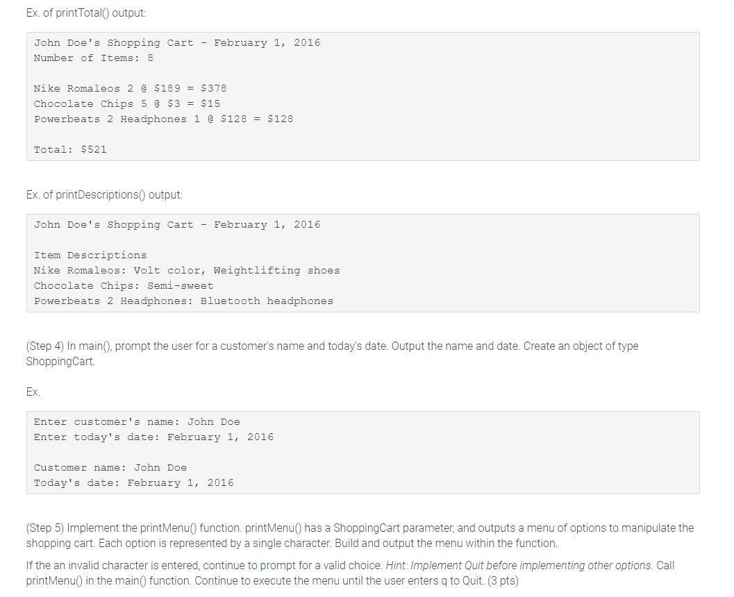 (Step 1) Create three files • ItemToPurchase hClass