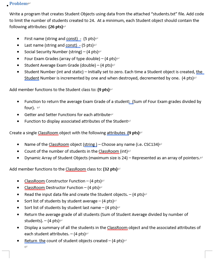 Solved . Problem Write a program that creates Student | Chegg.com
