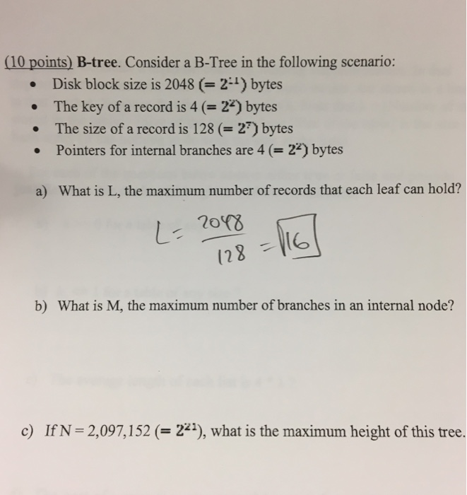 Solved (10 Points) B-tree. Consider A B-Tree In The | Chegg.com