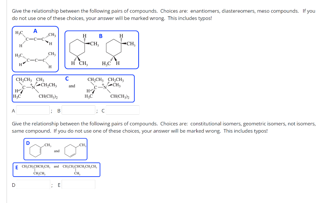 Solved Give the relationship between the following pairs of | Chegg.com