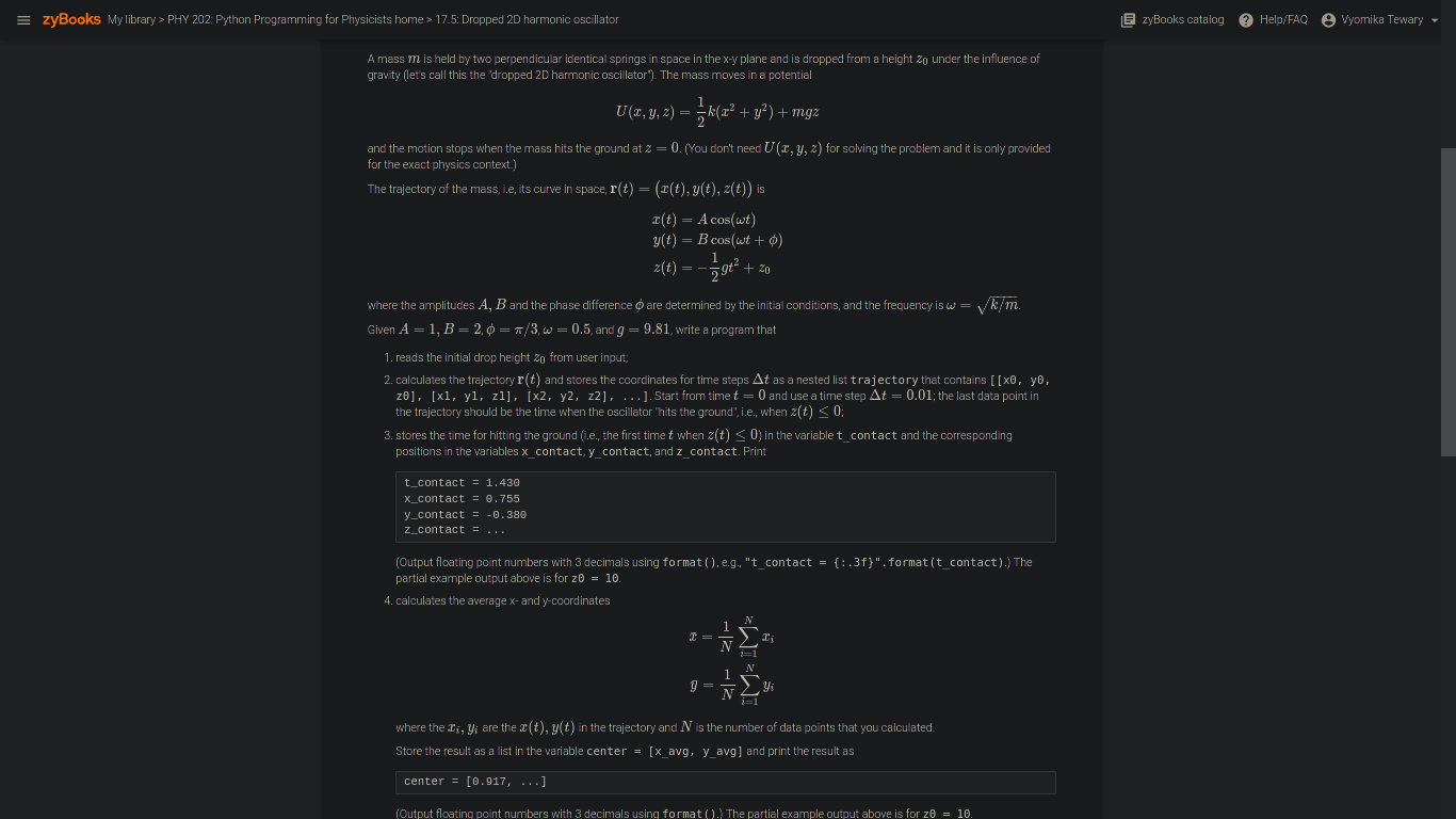 Solved [Python] Given A = 1, B = 2,0 = 7/3,w = 0.5, and g = | Chegg.com