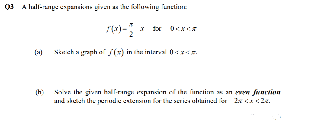 Solved Q3 A half-range expansions given as the following | Chegg.com