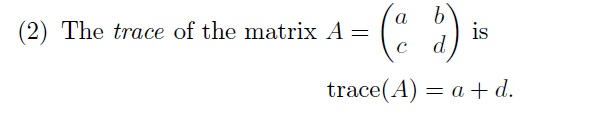 Solved Let 4 0 0 (2) The trace of the matrix A- 1S | Chegg.com
