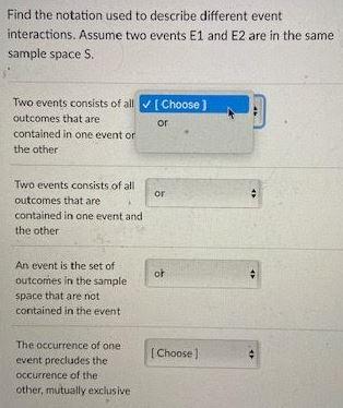 Solved Find the notation used to describe different event | Chegg.com