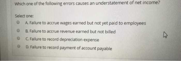Solved Which one of the following errors causes an | Chegg.com