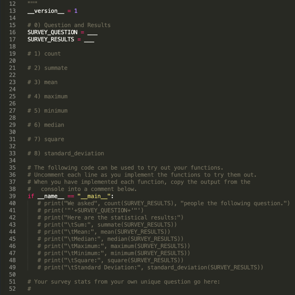 Solved Python Programming Basic Set-Up So Far Survey You | Chegg.com