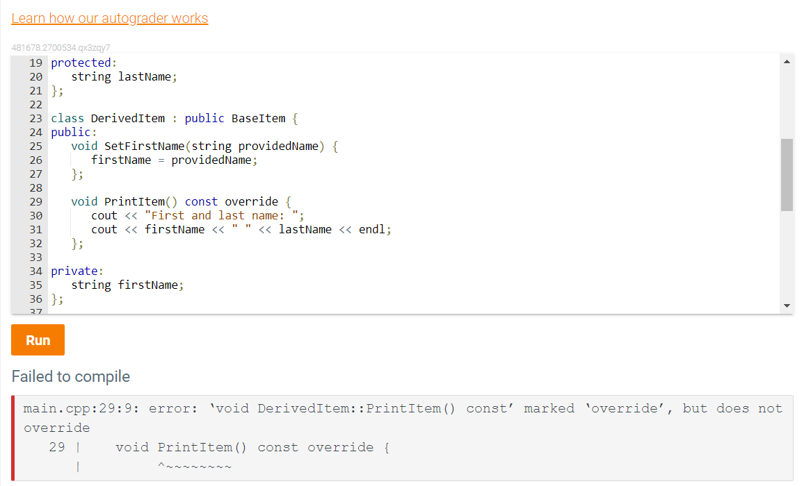 I am getting this error when trying to do this code | Chegg.com