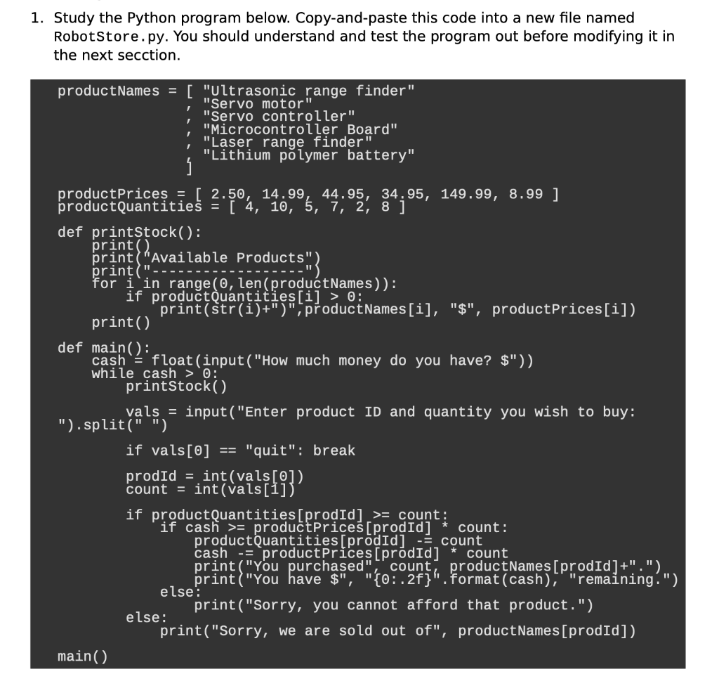 Solved 1. Study the Python program below. Copy-and-paste | Chegg.com