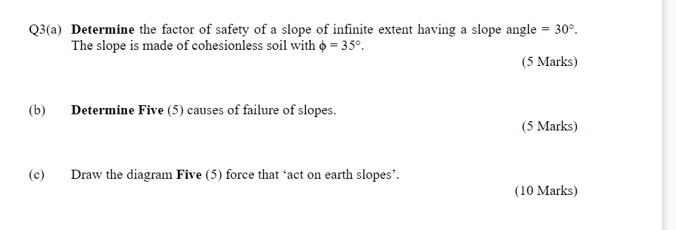 Solved Q3(a) Determine The Factor Of Safety Of A Slope Of | Chegg.com