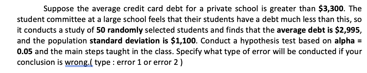 Solved A Suppose The Average Credit Card Debt For A Private | Chegg.com