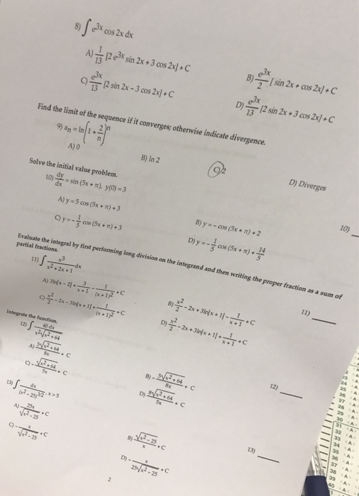 integrate 1 3 2 sin x cos x dx