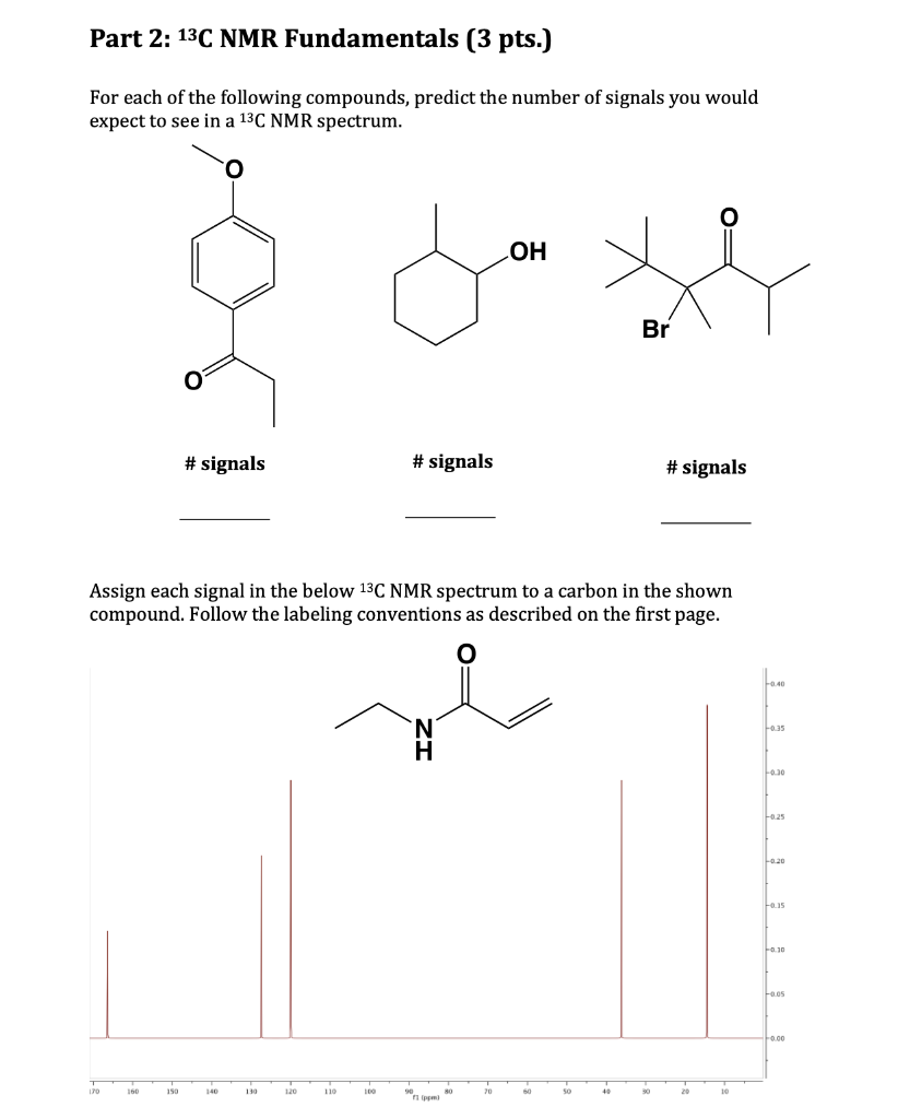 Solved Part 2: 13C NMR Fundamentals (3 Pts.) For Each Of The | Chegg.com