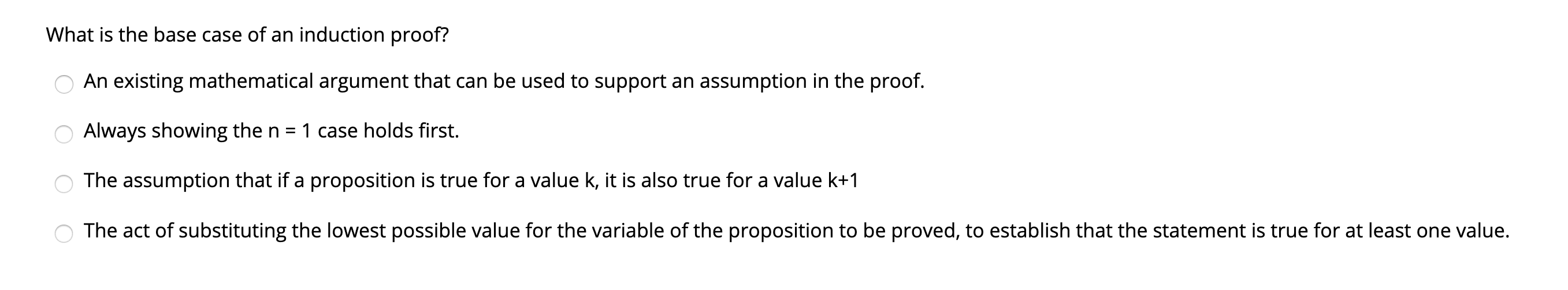 Solved What is the base case of an induction proof? An | Chegg.com