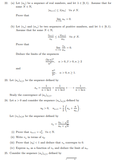 Solved 22. (a) Let (un) be a sequence of real numbers, and | Chegg.com