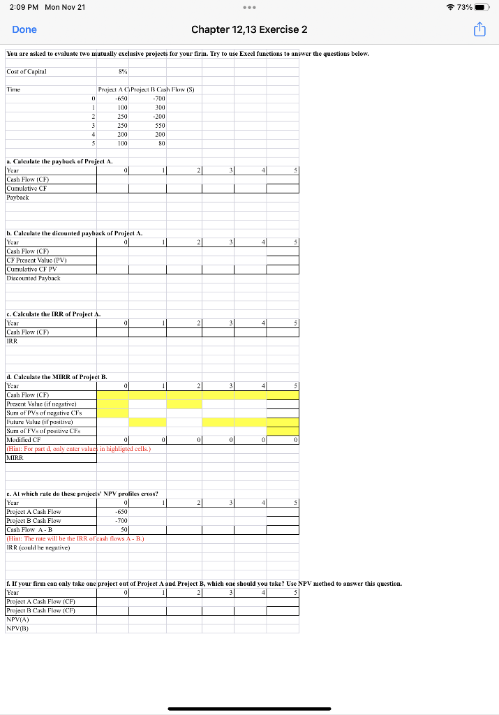Solved 2:09 PM Mon Nov 21 ≈73% Done Chapter 12,13 Exercise 2 | Chegg.com