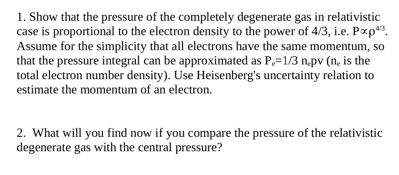 Solved 1 Show That The Pressure Of The Completely 