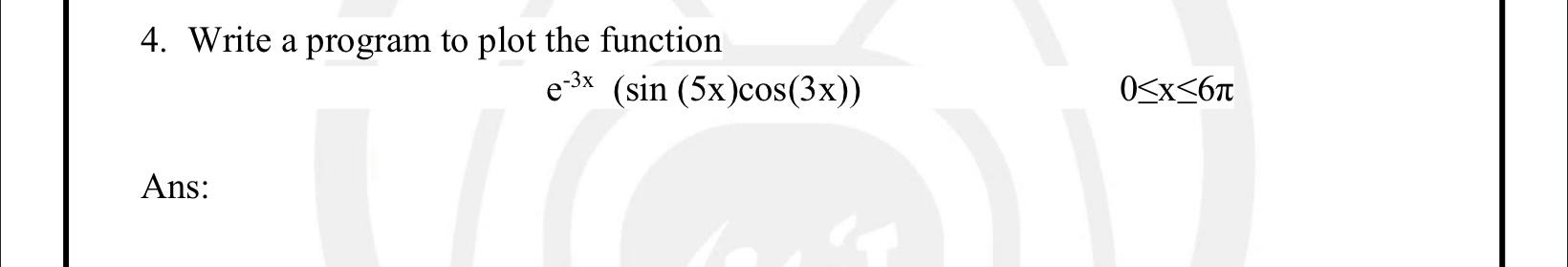 Solved 4. Write a program to plot the function | Chegg.com