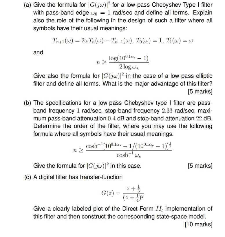 Solved (a) Give the formula for ∣G(jω)∣2 for a low-pass | Chegg.com