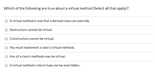Solved Which of the following are true about a virtual | Chegg.com