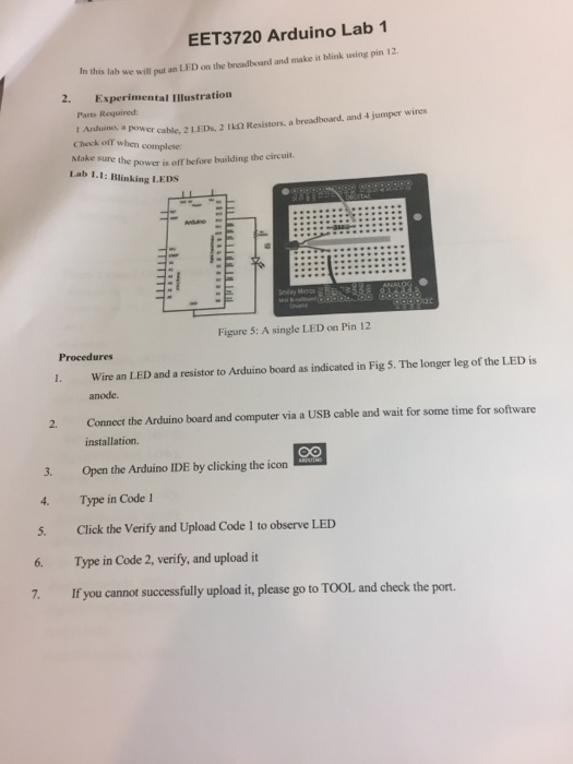 Solved EET3720 Arduino Lab 1 1. Introduction to various | Chegg.com