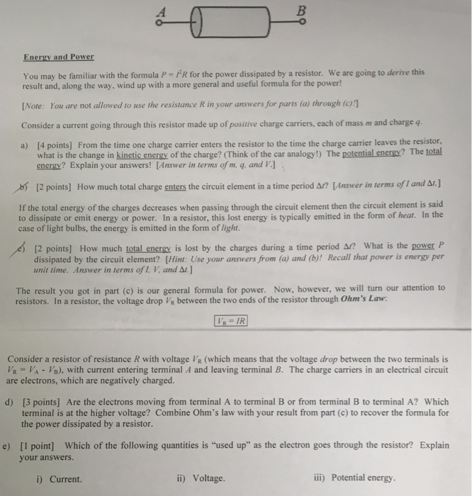 Solved You may be familiar with the formula P = I^2 R for | Chegg.com