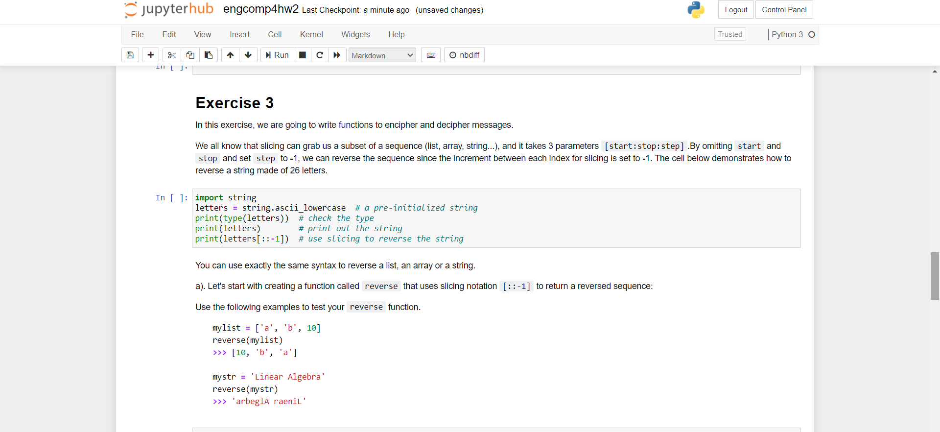 Solved jupyterhub engcomp4hw2 Last Checkpoint 2 hours ago | Chegg.com