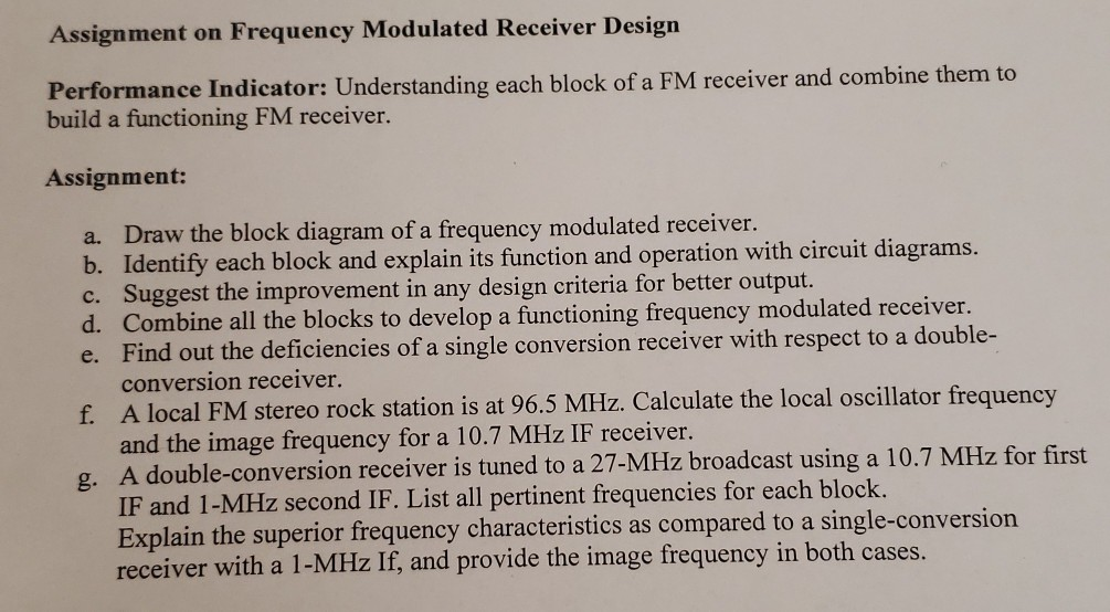 Assignment on Frequency Modulated Receiver Design Circuit Diagram