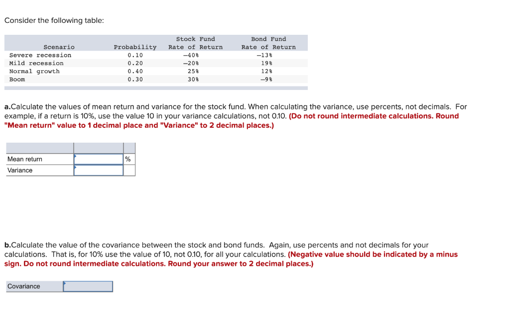 Solved Consider the following table: Bond Fund Rate of | Chegg.com