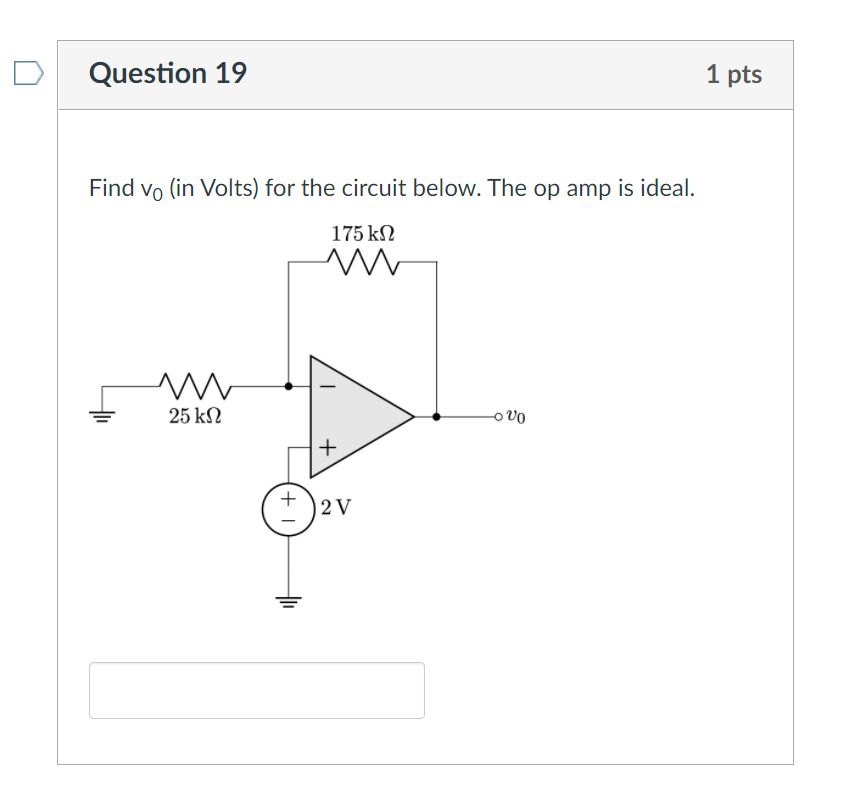 Solved Find v0 (in Volts) for the circuit below. The op amp | Chegg.com