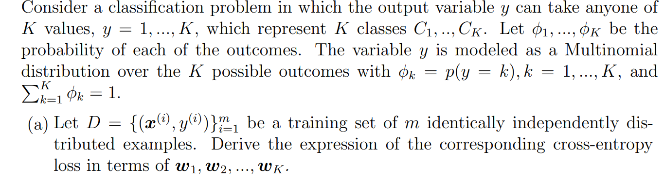 Solved = = - Consider A Classification Problem In Which The | Chegg.com