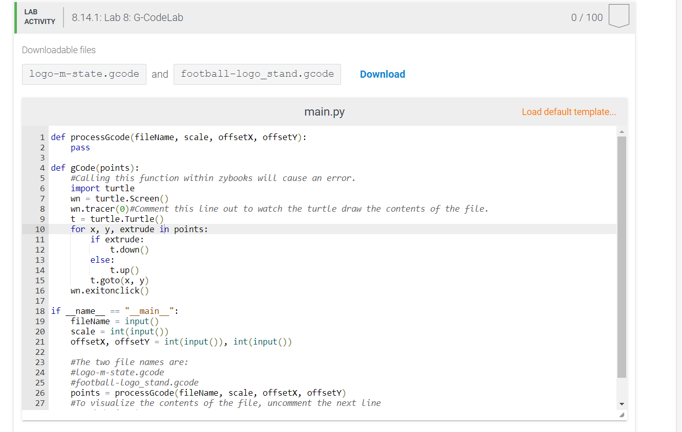 Solved 8.14 Lab 8: G-CodeLab G-Code is the file format that | Chegg.com