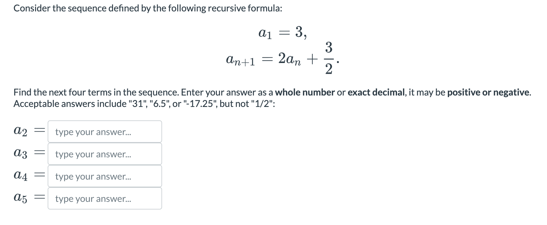 Solved Consider the sequence defined by the following | Chegg.com