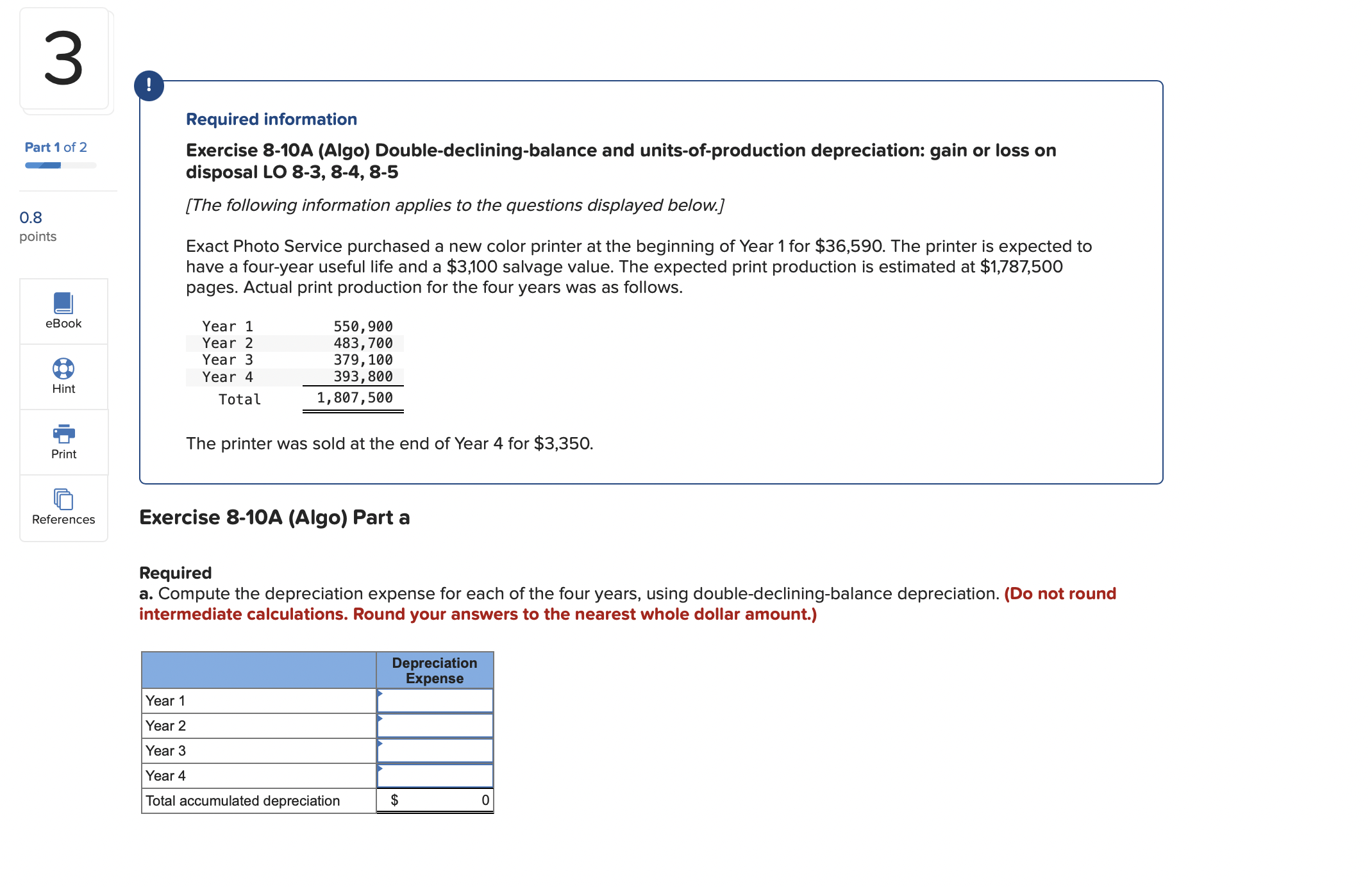 Solved Required information Exercise 8-10A (Algo) | Chegg.com