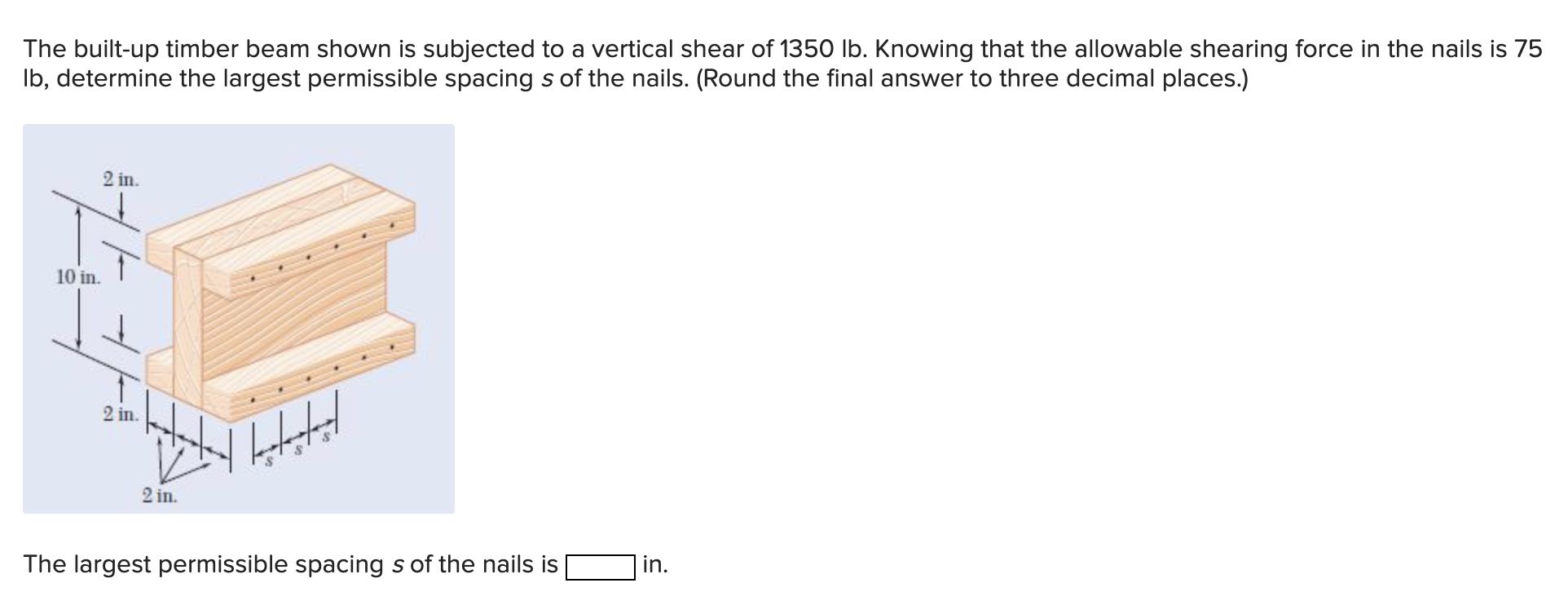 Solved The built-up timber beam shown is subjected to a | Chegg.com