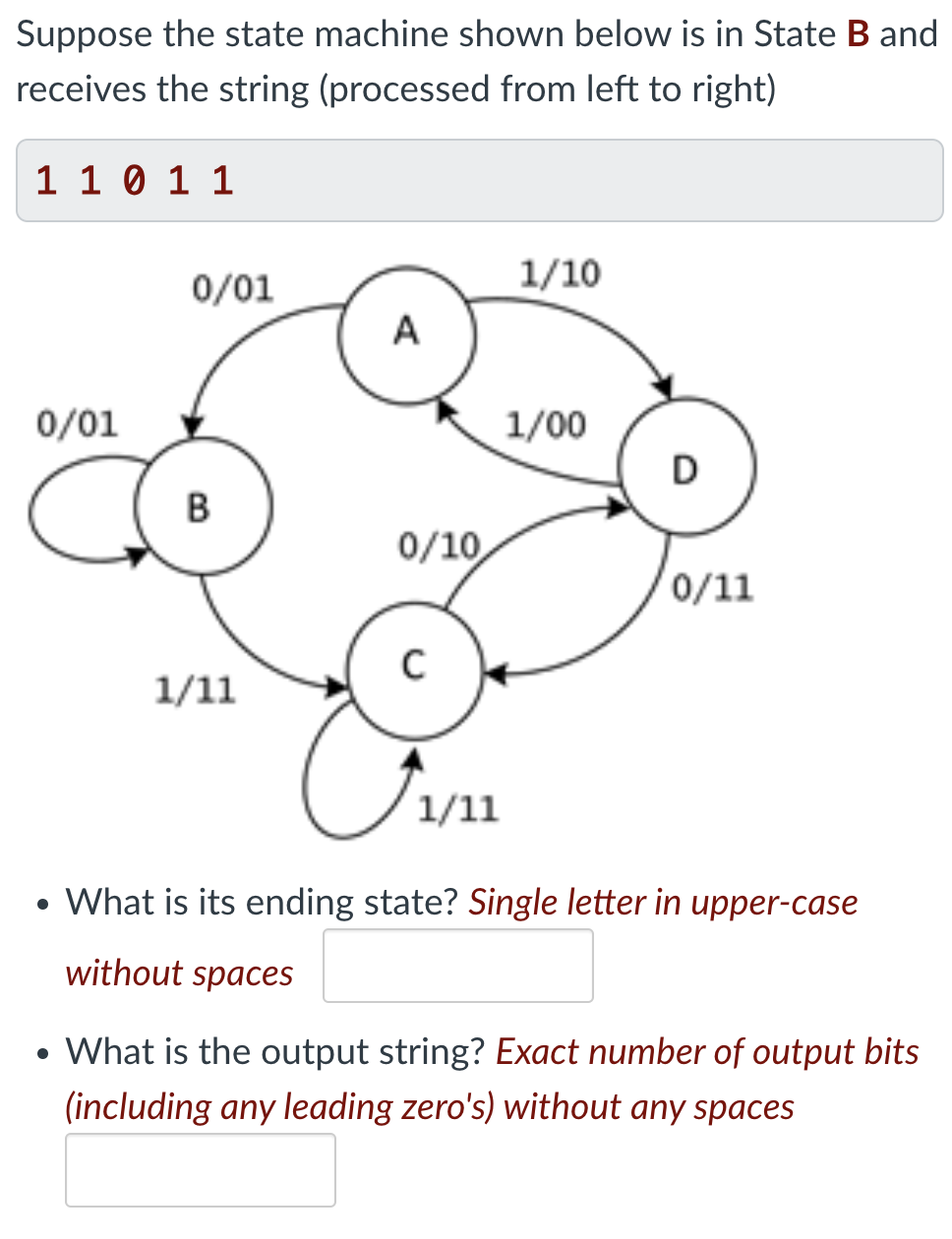 Solved Suppose The State Machine Shown Below Is In State B | Chegg.com