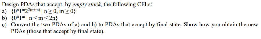 Solved Design PDAs That Accept, By Empty Stack, The | Chegg.com