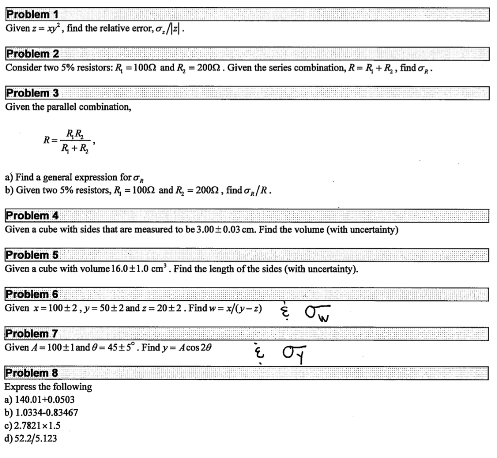 Solved Problem 1 Given z = xy?, find the relative error, | Chegg.com