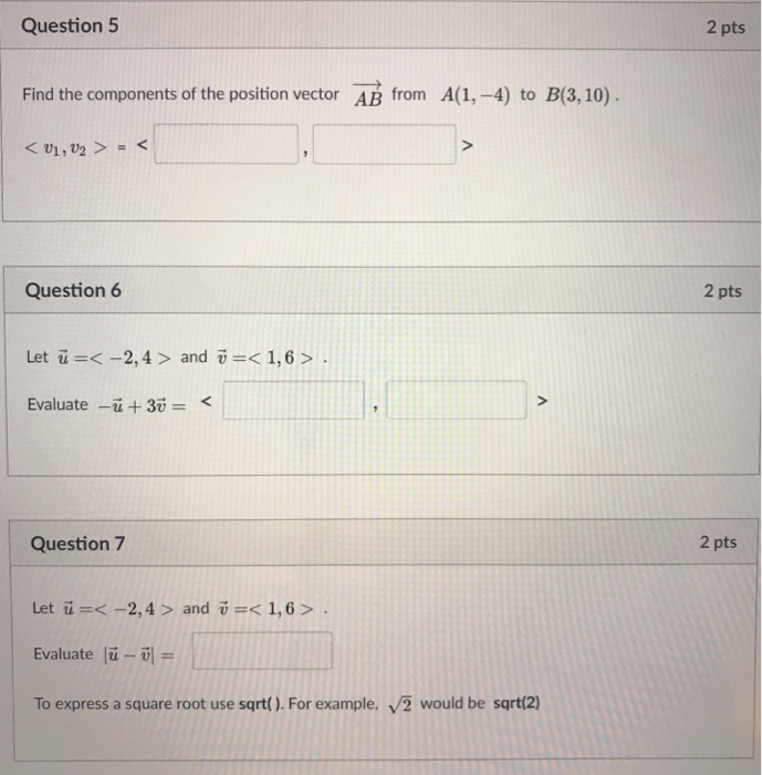 Solved Question 1 2 pts Which of the following vectors | Chegg.com