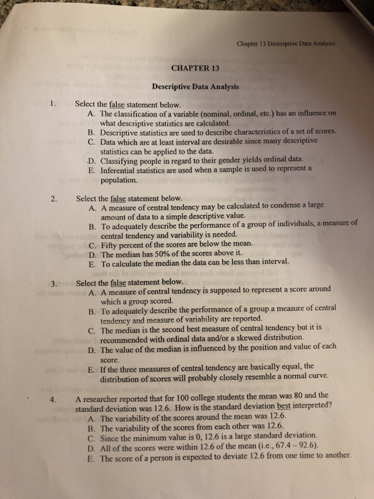 Solved Chapter 13 Descriptive Data Analysis CHAPTER 13 | Chegg.com