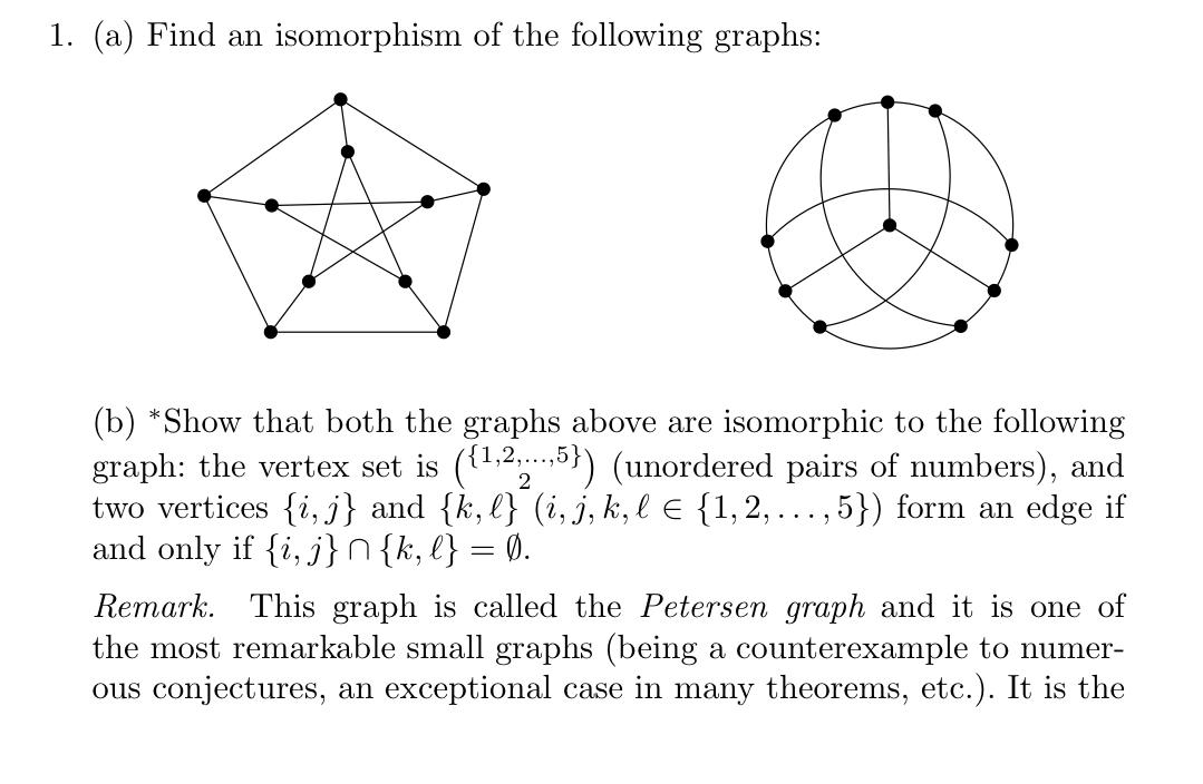 Solved 1. (a) Find an isomorphism of the following graphs: | Chegg.com