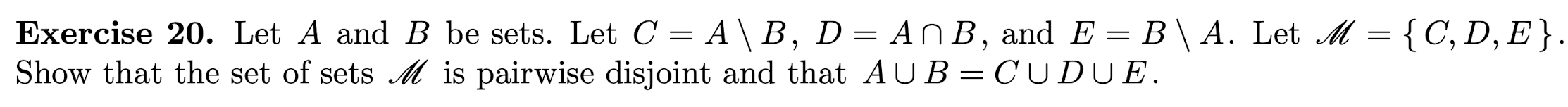 Solved Exercise 20. Let A And B Be Sets. Let C=A\B,D=A∩B, | Chegg.com