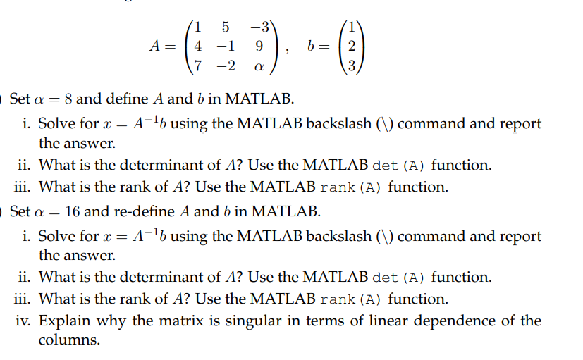 Solved 1 5 4 -1 7 -2 -3 9 A= B = = 2 3 α Set A = 8 And | Chegg.com