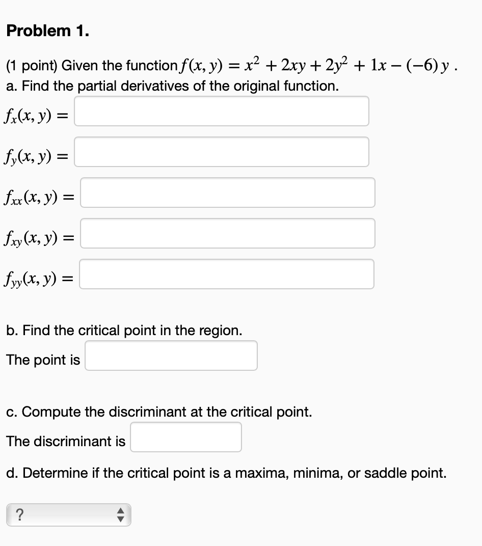 Solved Problem 1 1 Point Given The Function Fx Y X2 7821